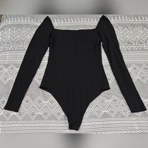 Reformation Black Ribbed Bodysuit Size Small